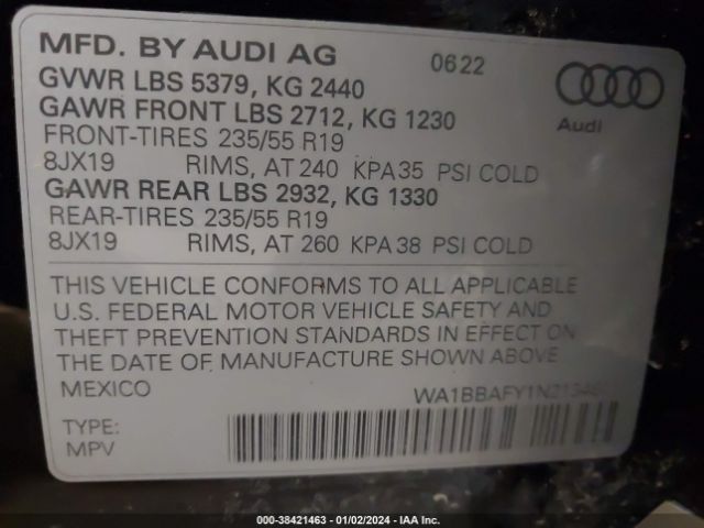 Photo 8 VIN: WA1BBAFY1N2134611 - AUDI Q5 