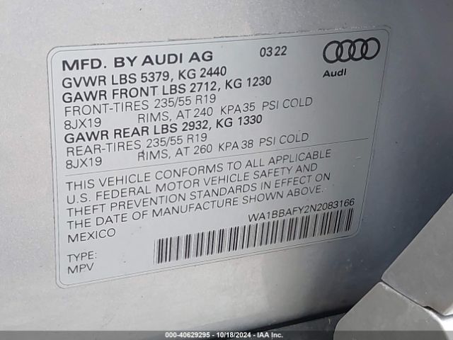 Photo 8 VIN: WA1BBAFY2N2083166 - AUDI Q5 