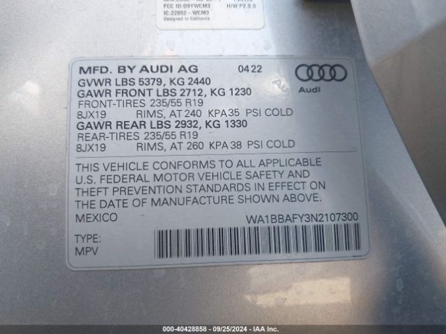 Photo 8 VIN: WA1BBAFY3N2107300 - AUDI Q5 