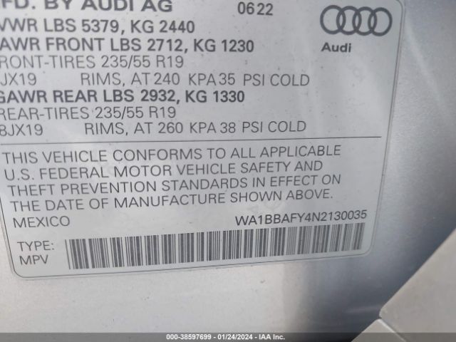 Photo 8 VIN: WA1BBAFY4N2130035 - AUDI Q5 