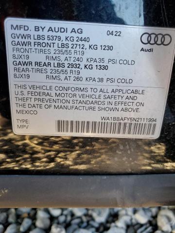 Photo 12 VIN: WA1BBAFY5N2111994 - AUDI Q5 PREMIUM 