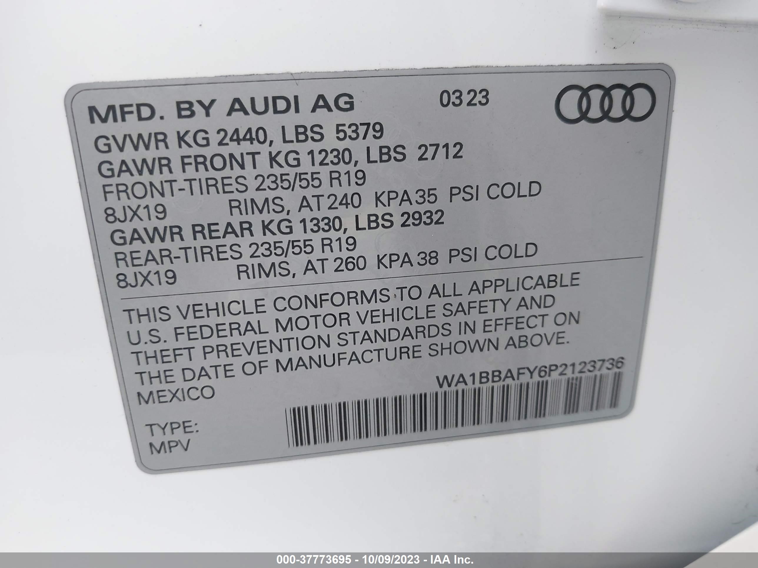 Photo 8 VIN: WA1BBAFY6P2123736 - AUDI Q5 