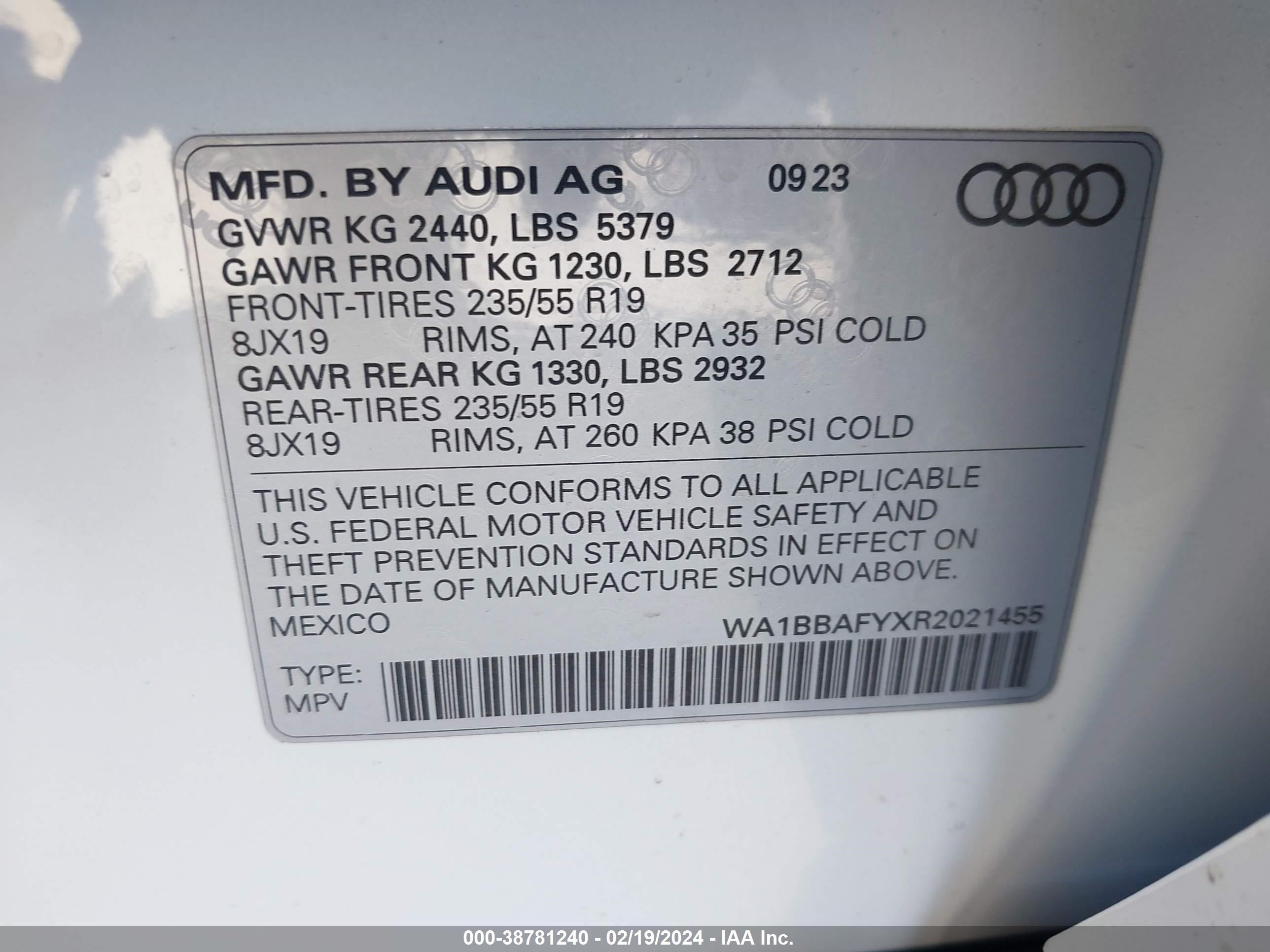 Photo 8 VIN: WA1BBAFYXR2021455 - AUDI Q5 