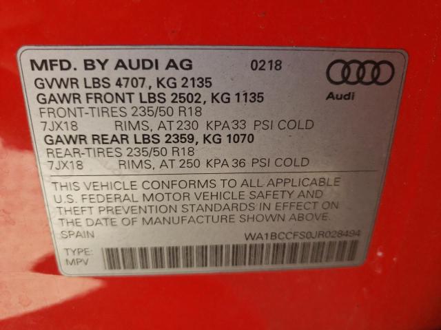 Photo 9 VIN: WA1BCCFS0JR028494 - AUDI Q3 PREMIUM 