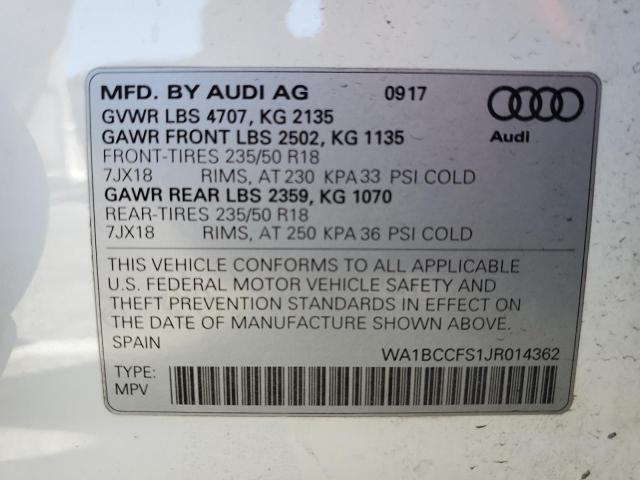 Photo 12 VIN: WA1BCCFS1JR014362 - AUDI Q3 PREMIUM 