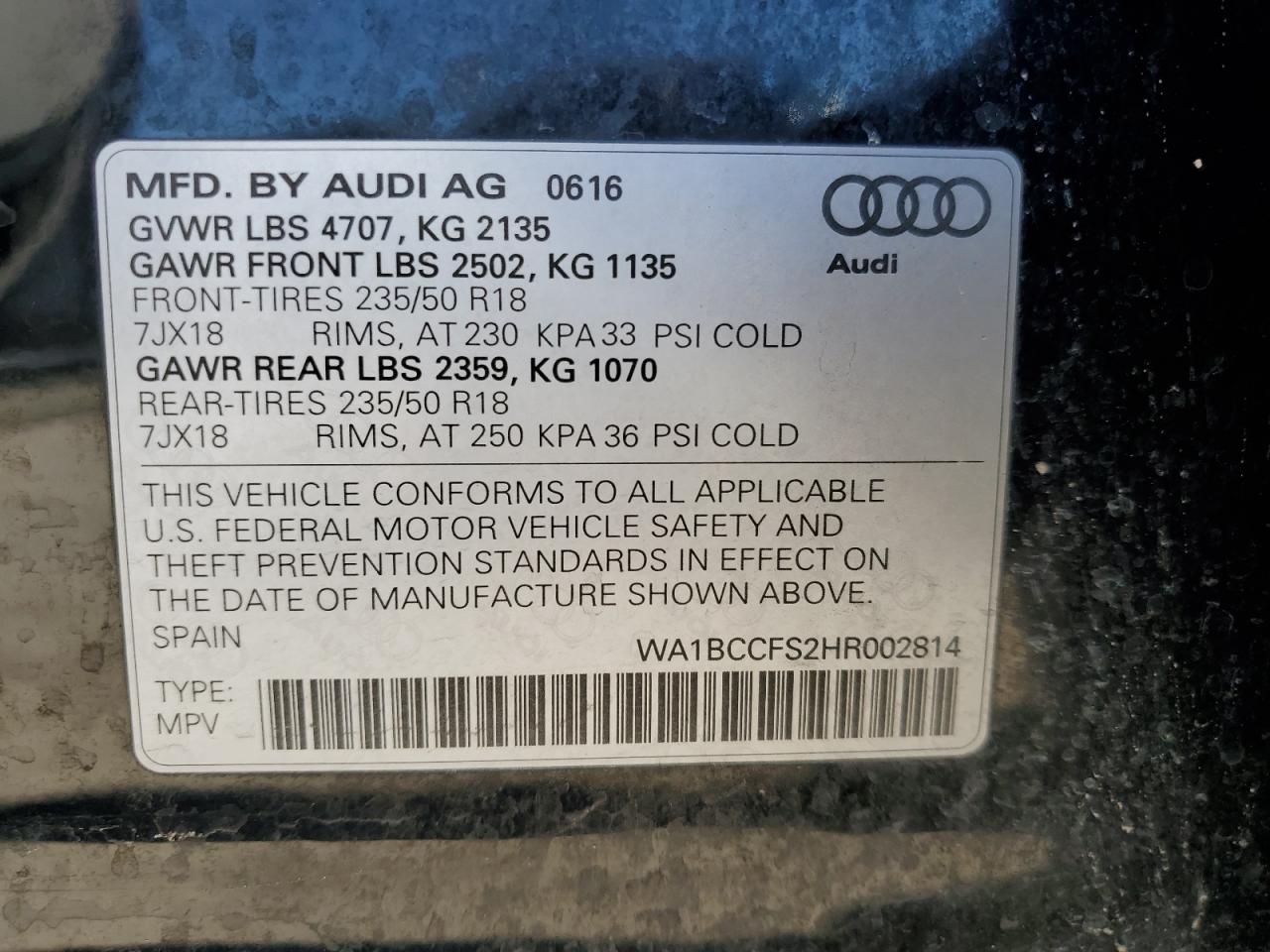 Photo 12 VIN: WA1BCCFS2HR002814 - AUDI Q3 