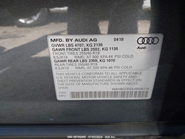 Photo 8 VIN: WA1BCCFS3JR035116 - AUDI Q3 