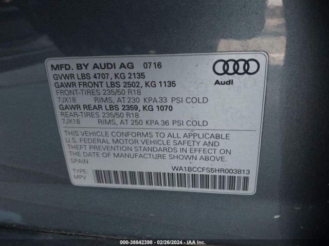 Photo 8 VIN: WA1BCCFS5HR003813 - AUDI Q3 