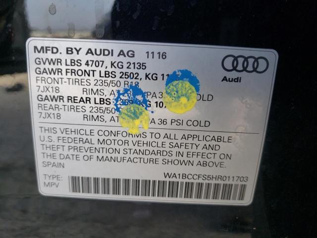 Photo 9 VIN: WA1BCCFS5HR011703 - AUDI Q3 PREMIUM 