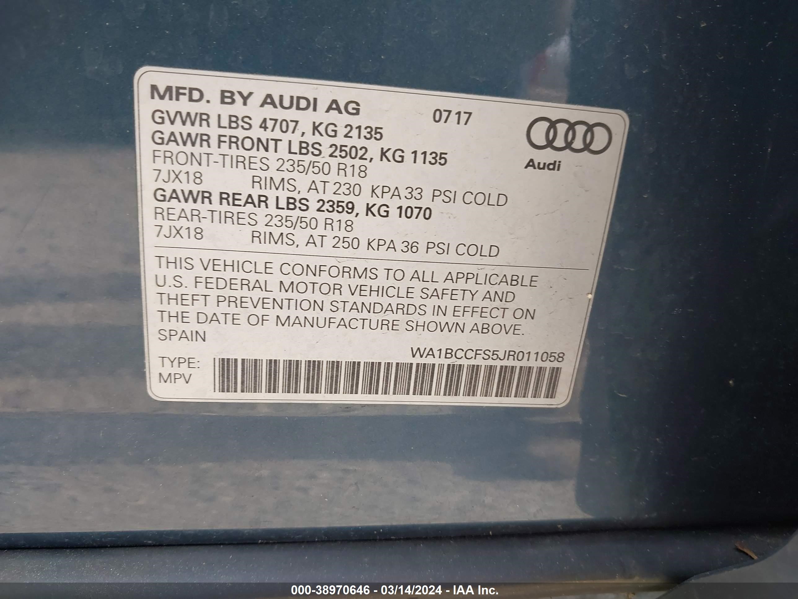 Photo 8 VIN: WA1BCCFS5JR011058 - AUDI Q3 