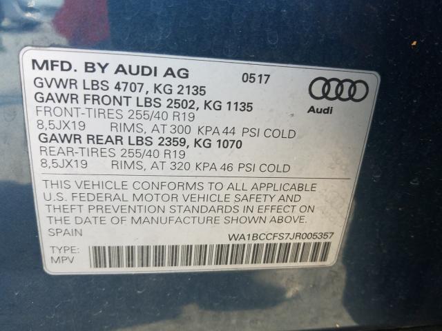 Photo 9 VIN: WA1BCCFS7JR005357 - AUDI Q3 PREMIUM 