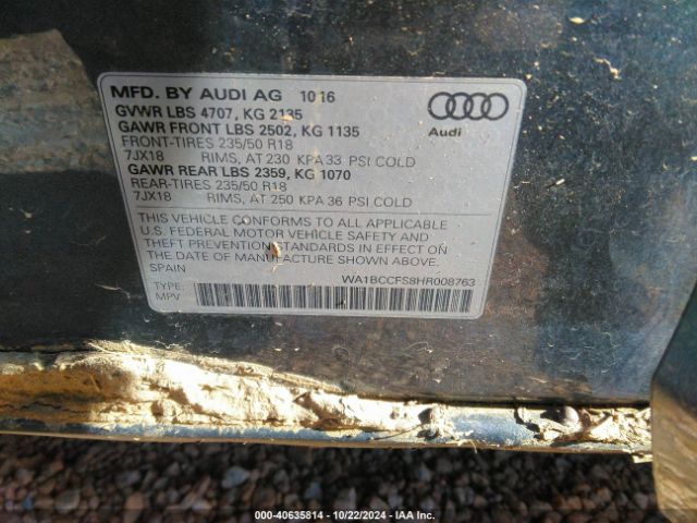 Photo 8 VIN: WA1BCCFS8HR008763 - AUDI Q3 