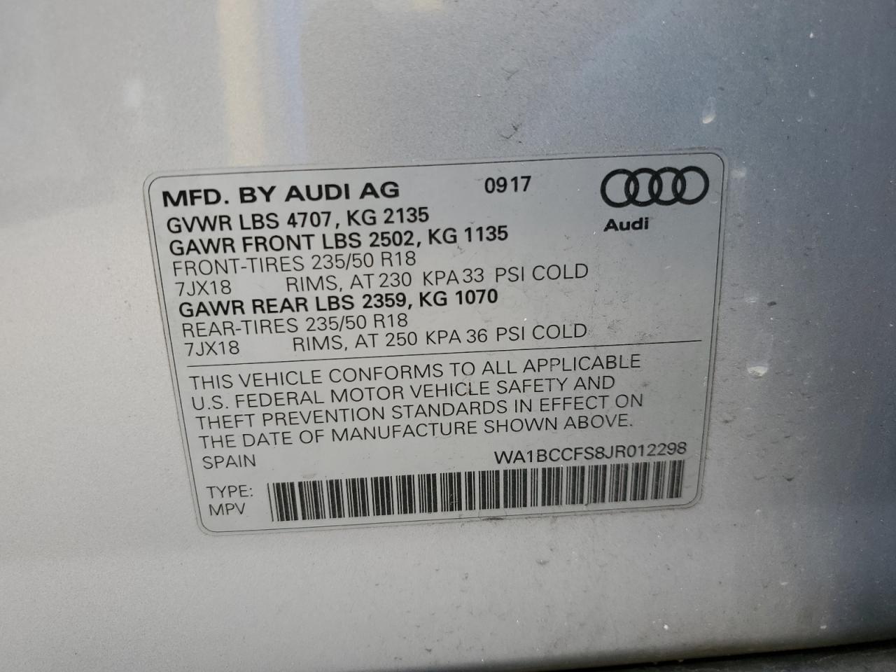 Photo 12 VIN: WA1BCCFS8JR012298 - AUDI Q3 