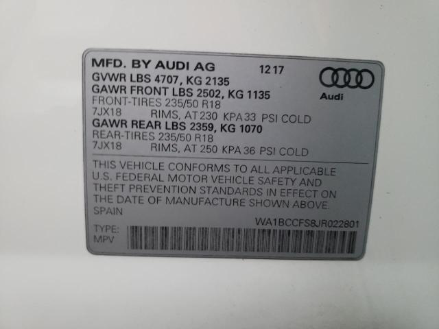 Photo 9 VIN: WA1BCCFS8JR022801 - AUDI Q3 PREMIUM 