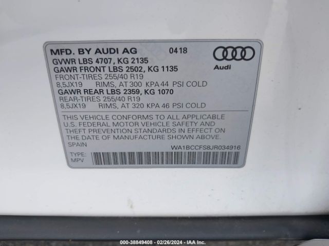 Photo 8 VIN: WA1BCCFS8JR034916 - AUDI Q3 