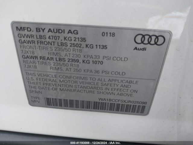 Photo 8 VIN: WA1BCCFSXJR025098 - AUDI Q3 