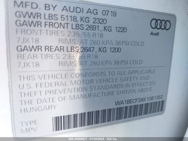 Photo 8 VIN: WA1BECF3XK1081352 - AUDI Q3 