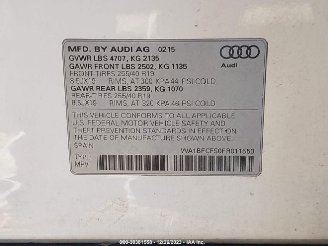 Photo 8 VIN: WA1BFCFS0FR011550 - AUDI Q3 