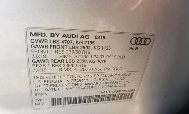 Photo 9 VIN: WA1BFCFS0FR013959 - AUDI Q3 