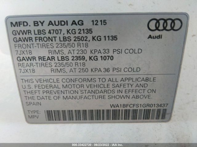 Photo 8 VIN: WA1BFCFS1GR013437 - AUDI Q3 