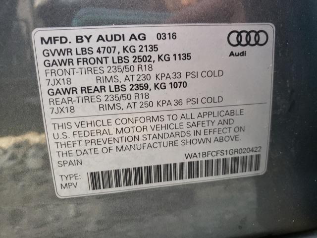 Photo 9 VIN: WA1BFCFS1GR020422 - AUDI Q3 PREMIUM 