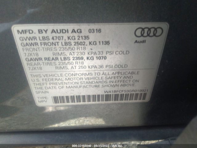 Photo 8 VIN: WA1BFCFS3GR019921 - AUDI Q3 