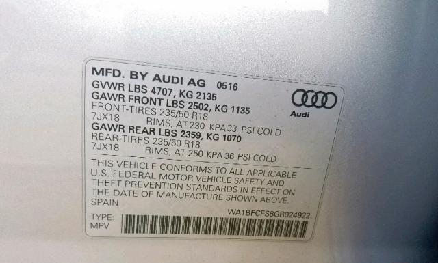 Photo 9 VIN: WA1BFCFS8GR024922 - AUDI Q3 