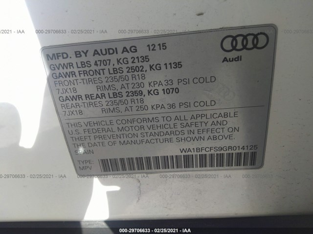 Photo 8 VIN: WA1BFCFS9GR014125 - AUDI Q3 