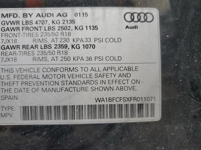 Photo 11 VIN: WA1BFCFSXFR011071 - AUDI Q3 PREMIUM 