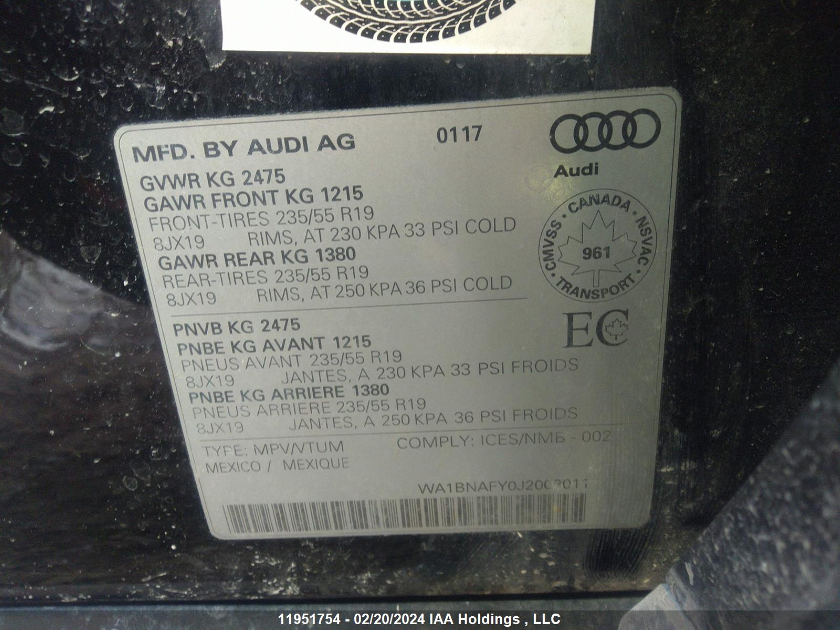 Photo 8 VIN: WA1BNAFY0J2003011 - AUDI Q5 