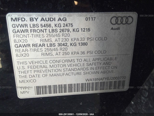 Photo 8 VIN: WA1BNAFY0J2003770 - AUDI Q5 