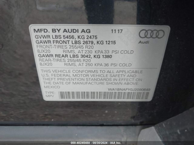 Photo 8 VIN: WA1BNAFY0J2090649 - AUDI Q5 