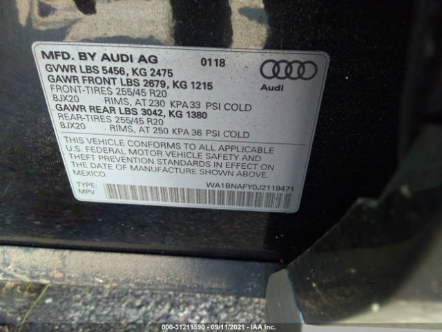 Photo 8 VIN: WA1BNAFY0J2119471 - AUDI Q5 