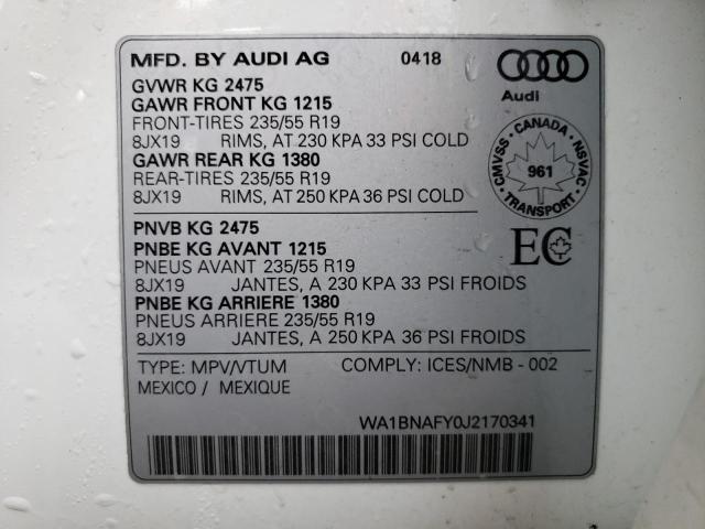 Photo 12 VIN: WA1BNAFY0J2170341 - AUDI Q5 PREMIUM 