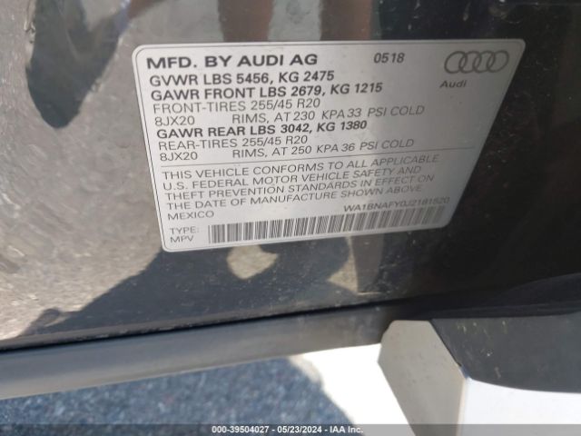 Photo 8 VIN: WA1BNAFY0J2181520 - AUDI Q5 