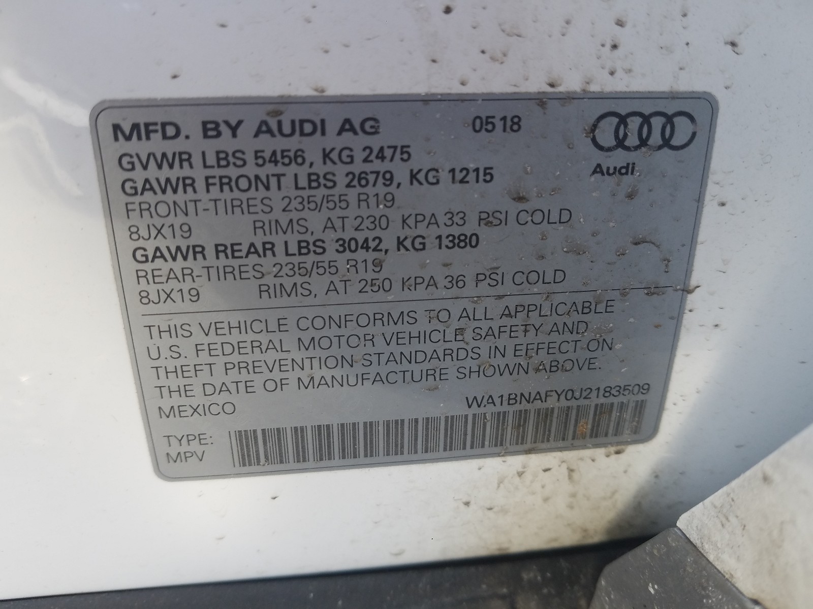 Photo 9 VIN: WA1BNAFY0J2183509 - AUDI Q5 PREMIUM 