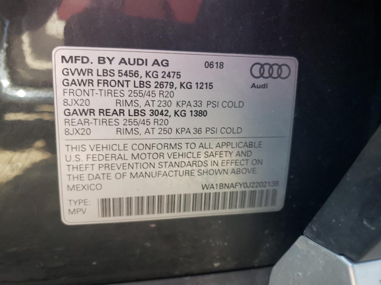 Photo 11 VIN: WA1BNAFY0J2202138 - AUDI Q5 