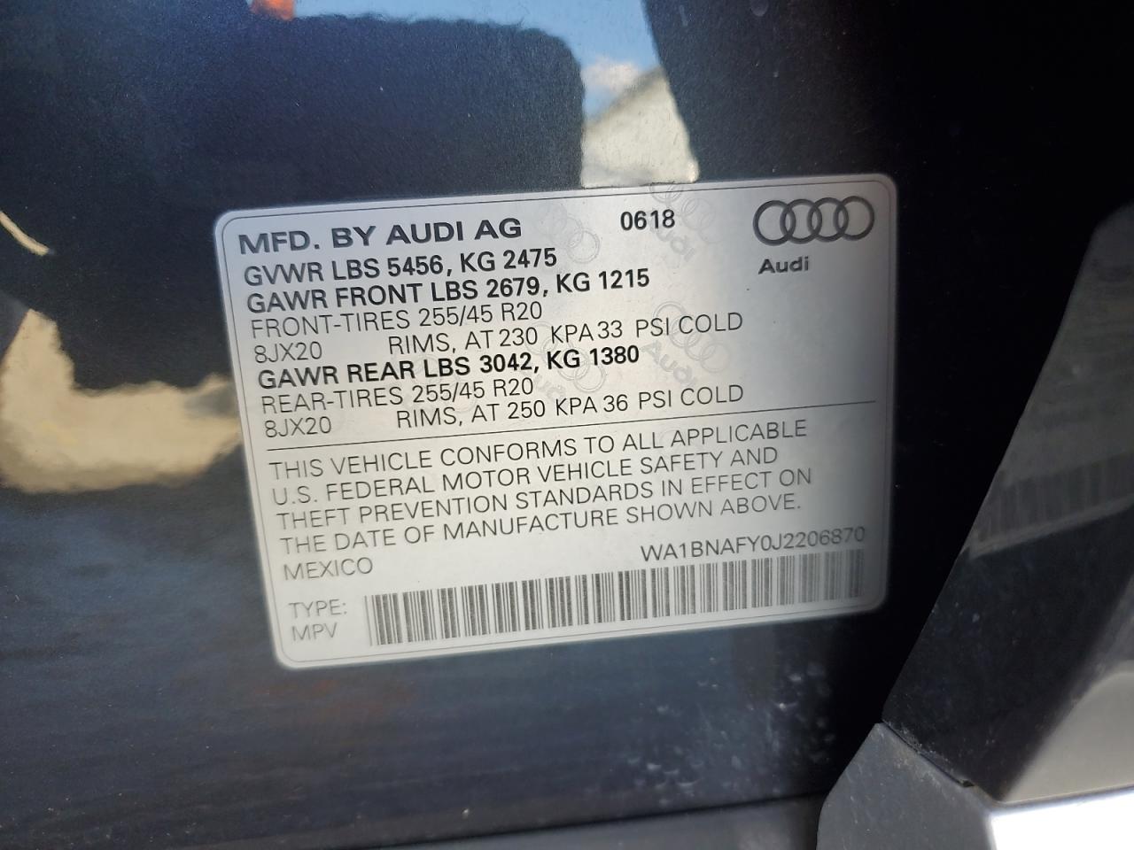 Photo 12 VIN: WA1BNAFY0J2206870 - AUDI Q5 