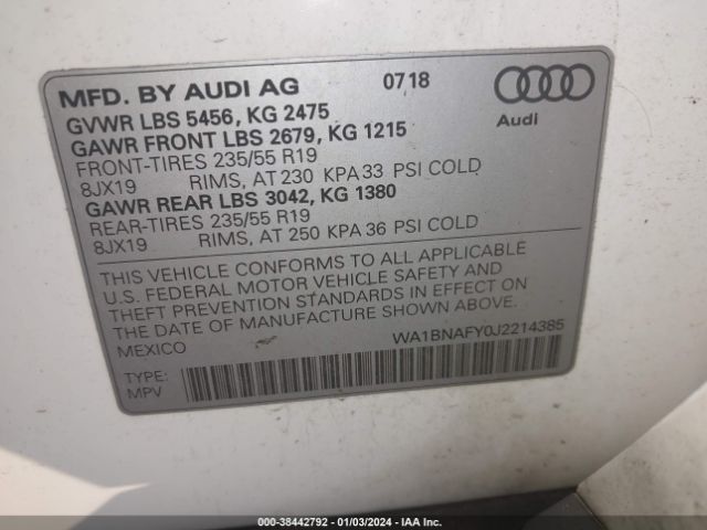 Photo 8 VIN: WA1BNAFY0J2214385 - AUDI Q5 