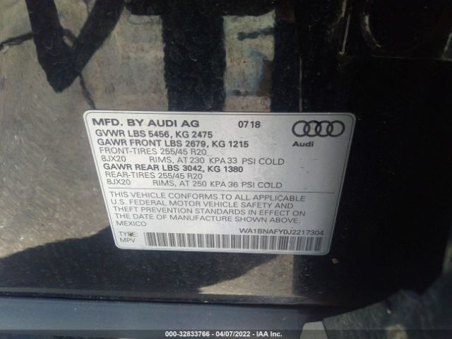 Photo 8 VIN: WA1BNAFY0J2217304 - AUDI Q5 