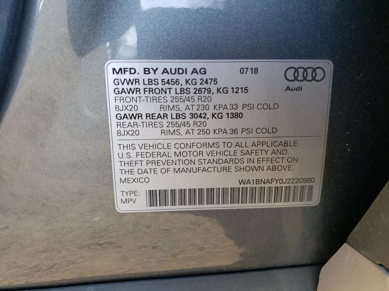 Photo 12 VIN: WA1BNAFY0J2220980 - AUDI Q5 