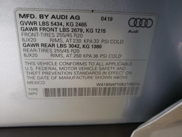 Photo 9 VIN: WA1BNAFY0K2105314 - AUDI Q5 PREMIUM 