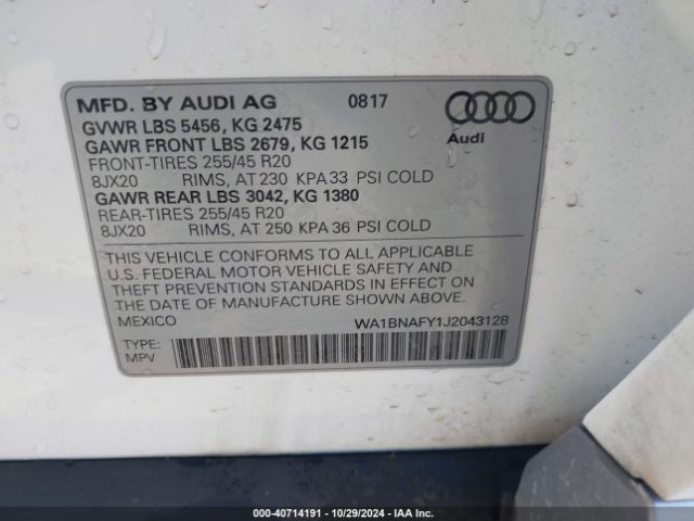 Photo 8 VIN: WA1BNAFY1J2043128 - AUDI Q5 