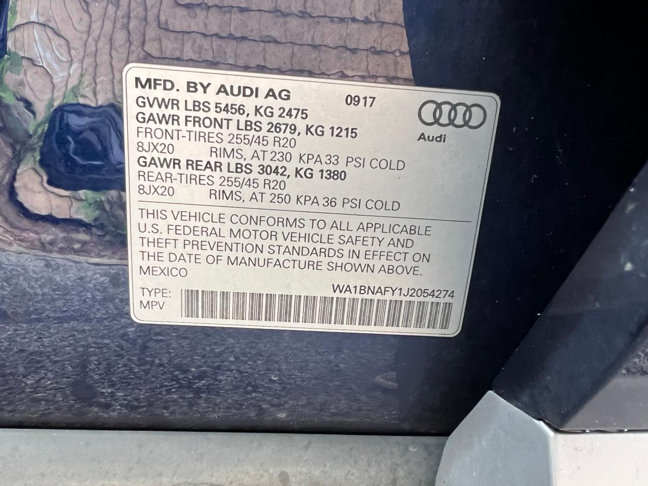 Photo 9 VIN: WA1BNAFY1J2054274 - AUDI Q5 