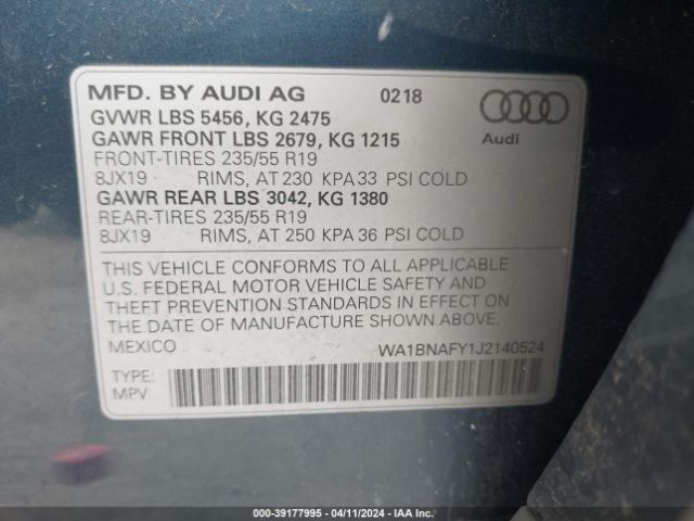 Photo 8 VIN: WA1BNAFY1J2140524 - AUDI Q5 