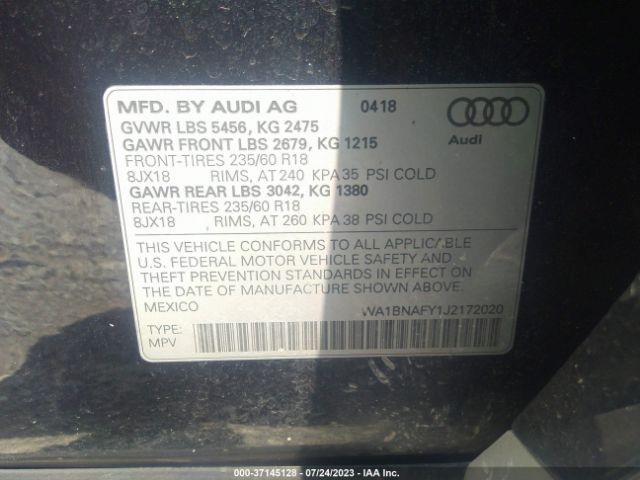 Photo 8 VIN: WA1BNAFY1J2172020 - AUDI Q5 