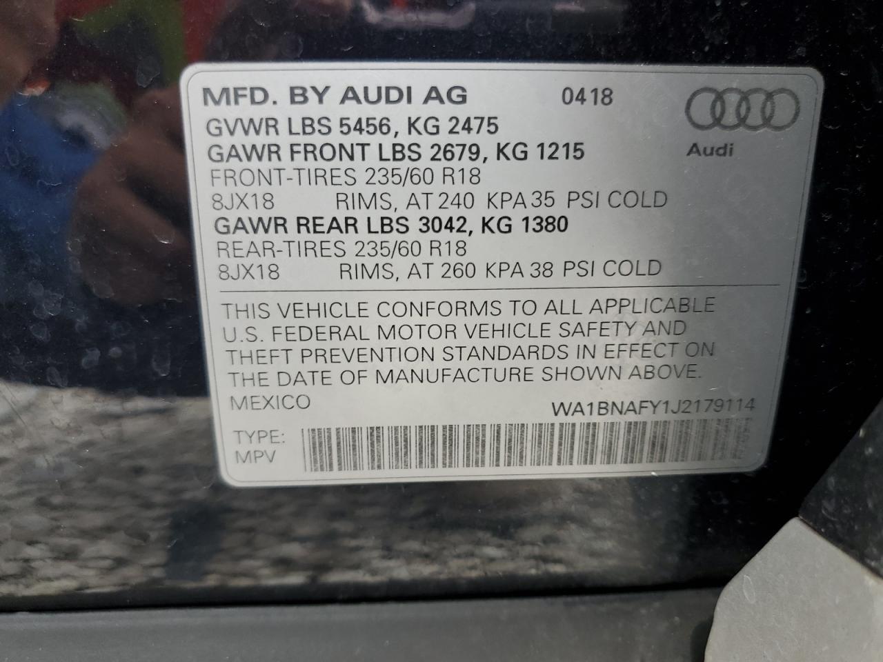 Photo 11 VIN: WA1BNAFY1J2179114 - AUDI Q5 