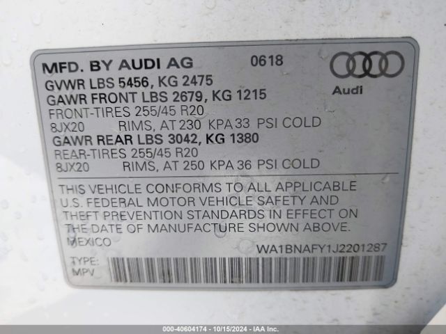 Photo 8 VIN: WA1BNAFY1J2201287 - AUDI Q5 