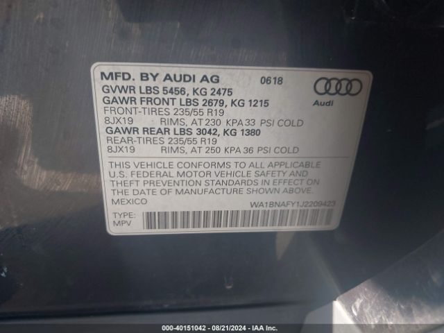 Photo 8 VIN: WA1BNAFY1J2209423 - AUDI Q5 