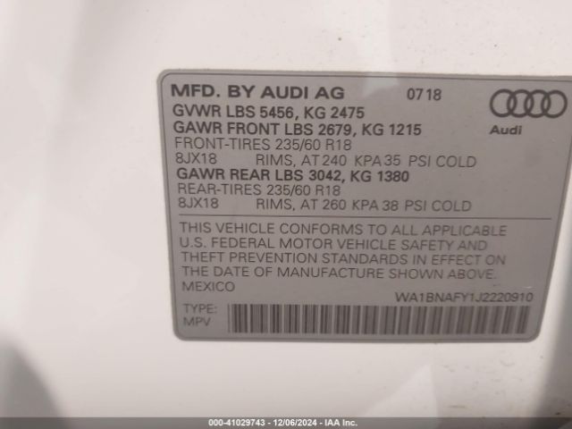 Photo 8 VIN: WA1BNAFY1J2220910 - AUDI Q5 